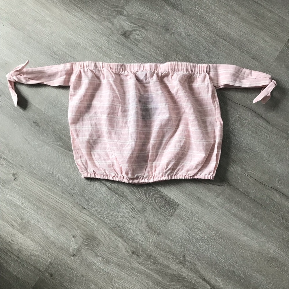 Women’s XL Off Shoulder Tube Top Plaid Pink Cute Summer